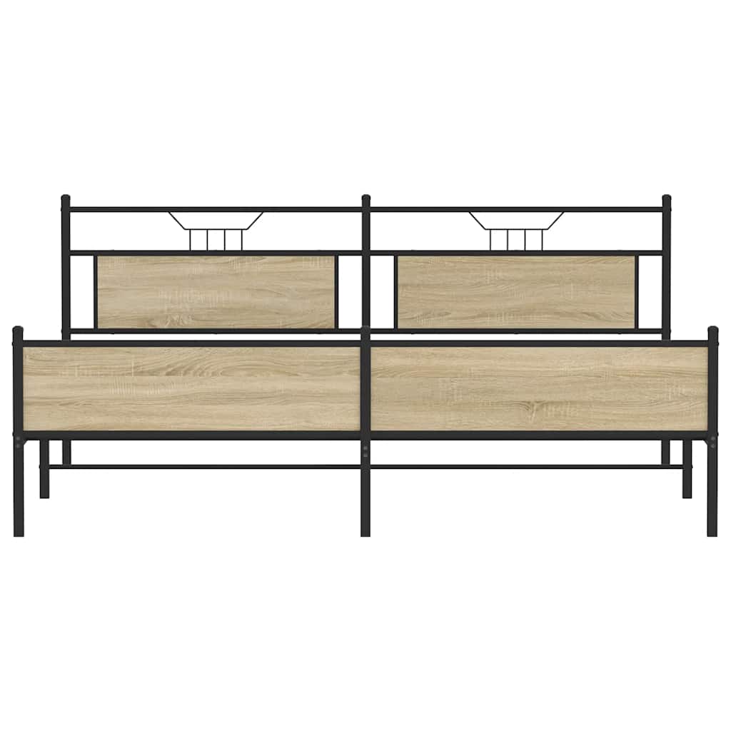 vidaXL Metal Bed Frame without Mattress Sonoma Oak 193x201 cm