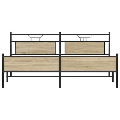 vidaXL Metal Bed Frame without Mattress Sonoma Oak 193x201 cm
