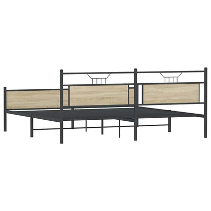 vidaXL Metal Bed Frame without Mattress Sonoma Oak 193x201 cm