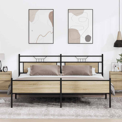 vidaXL Metal Bed Frame without Mattress Sonoma Oak 193x201 cm