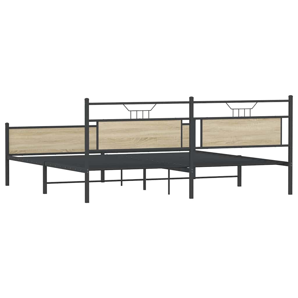 vidaXL Metal Bed Frame without Mattress Sonoma Oak 200x200 cm