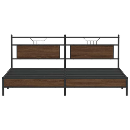 vidaXL Metal Bed Frame without Mattress Brown Oak 193x201 cm