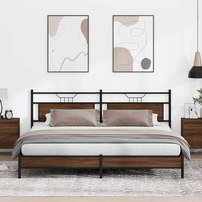 vidaXL Metal Bed Frame without Mattress Brown Oak 193x201 cm