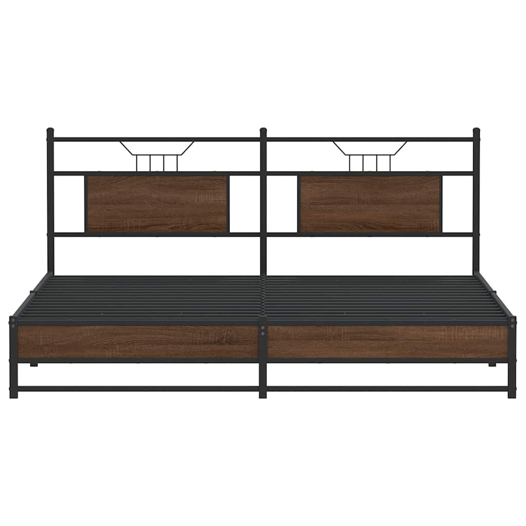 vidaXL Metal Bed Frame without Mattress Brown Oak 183x213 cm