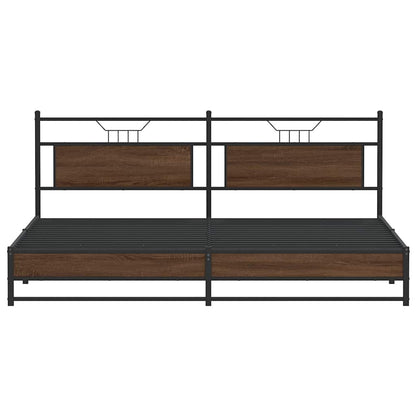 vidaXL Metal Bed Frame without Mattress Brown Oak 193x201 cm