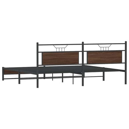 vidaXL Metal Bed Frame without Mattress Brown Oak 193x201 cm