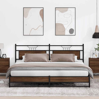 vidaXL Metal Bed Frame without Mattress Brown Oak 193x201 cm