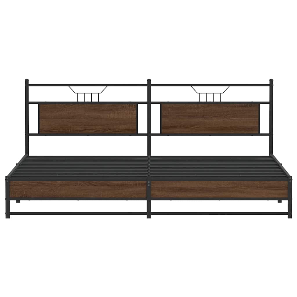 vidaXL Metal Bed Frame without Mattress Brown Oak 200x200 cm