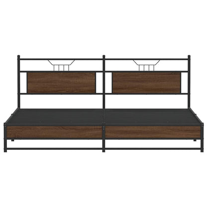 vidaXL Metal Bed Frame without Mattress Brown Oak 200x200 cm