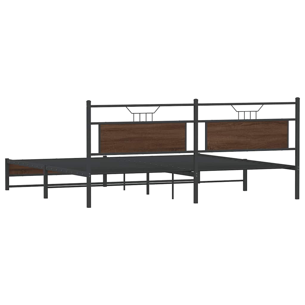 vidaXL Metal Bed Frame without Mattress Brown Oak 200x200 cm