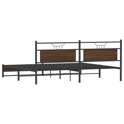 vidaXL Metal Bed Frame without Mattress Brown Oak 200x200 cm