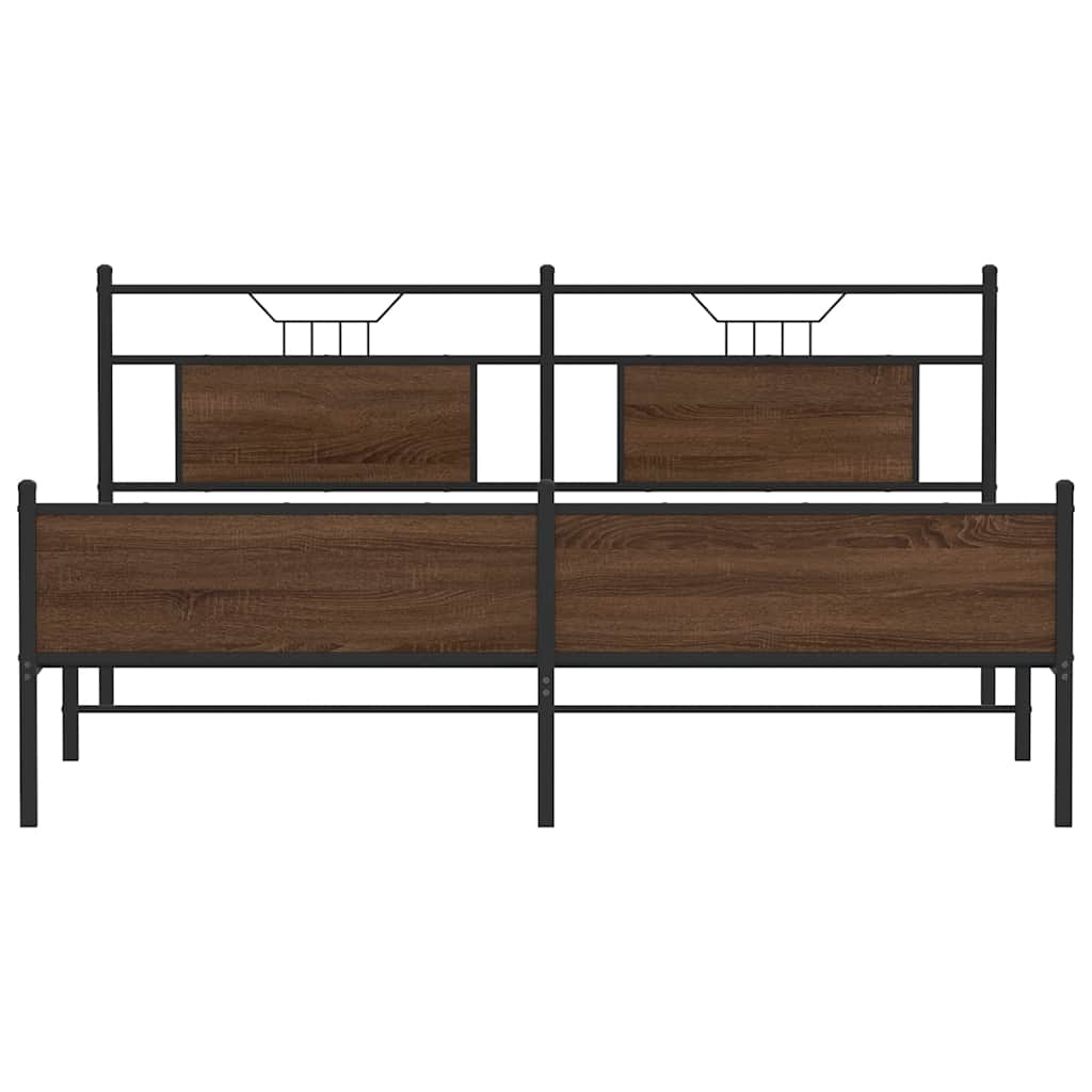 vidaXL Metal Bed Frame without Mattress Brown Oak 160x200 cm