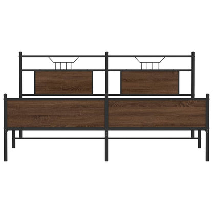 vidaXL Metal Bed Frame without Mattress Brown Oak 160x200 cm