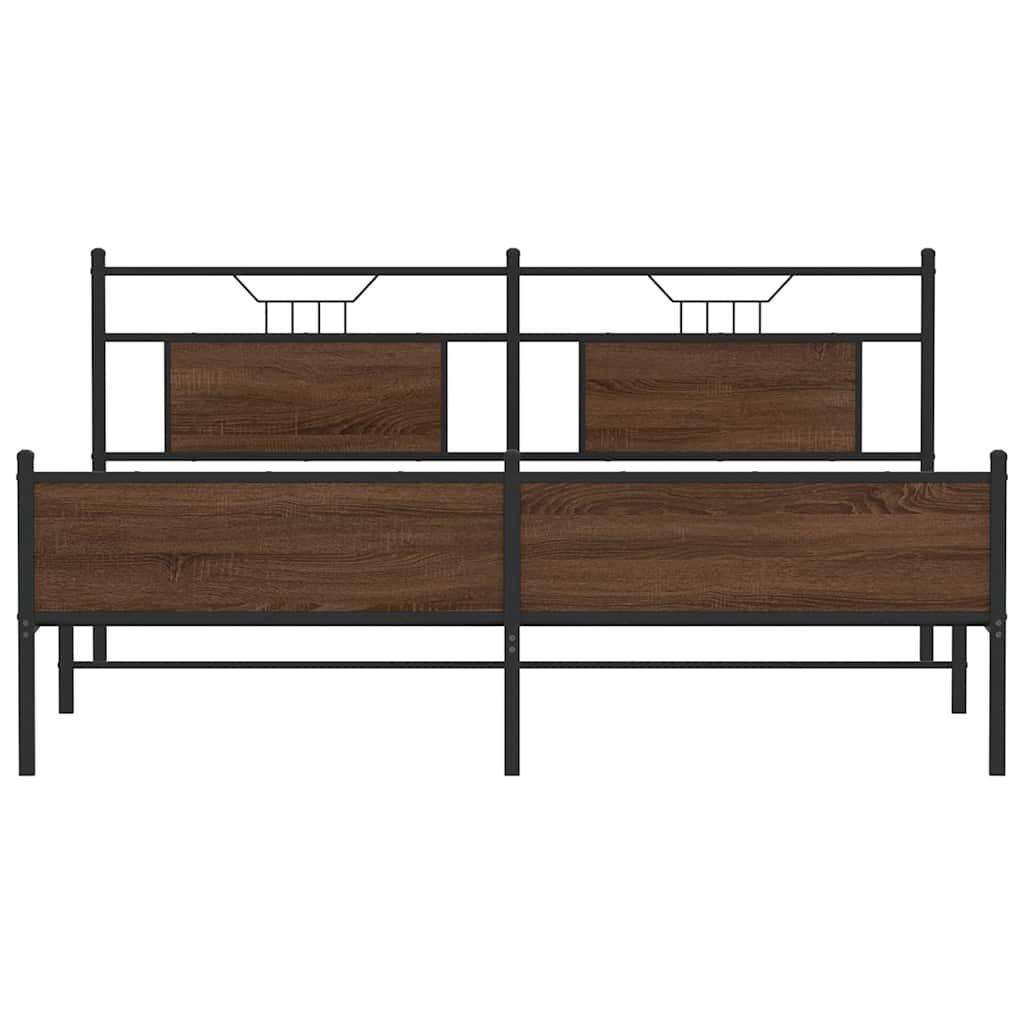 vidaXL Metal Bed Frame without Mattress Brown Oak 180x200 cm Super King