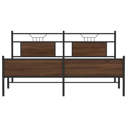 vidaXL Metal Bed Frame without Mattress Brown Oak 180x200 cm Super King