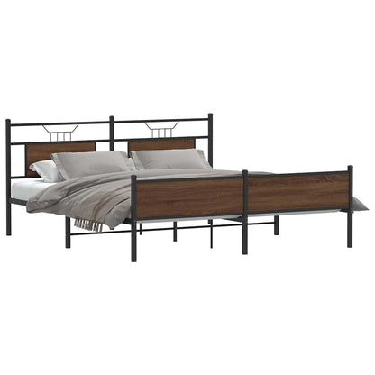 vidaXL Metal Bed Frame without Mattress Brown Oak 183x213 cm