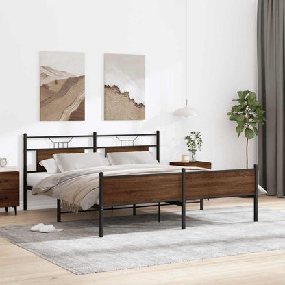 vidaXL Metal Bed Frame without Mattress Brown Oak 183x213 cm