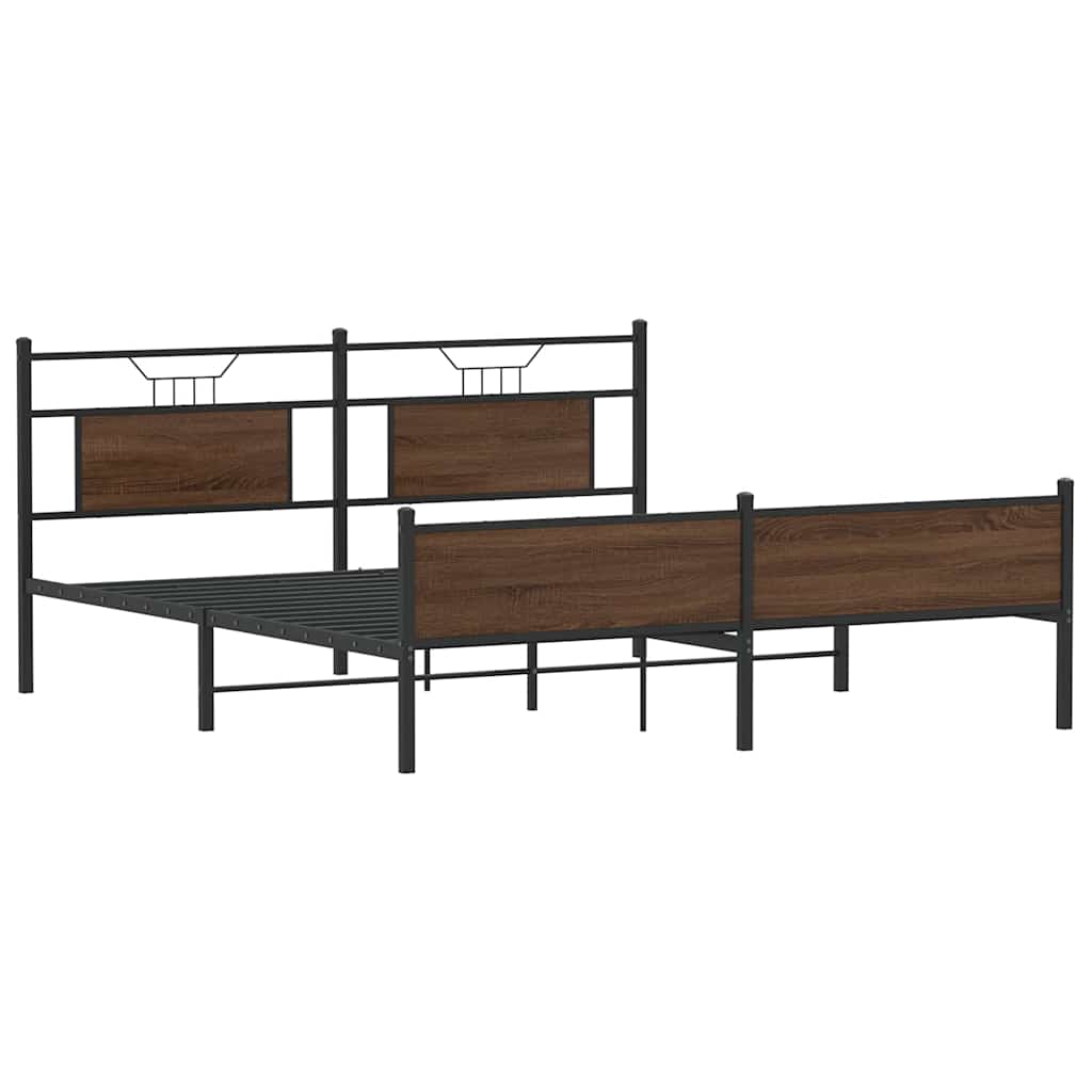 vidaXL Metal Bed Frame without Mattress Brown Oak 183x213 cm
