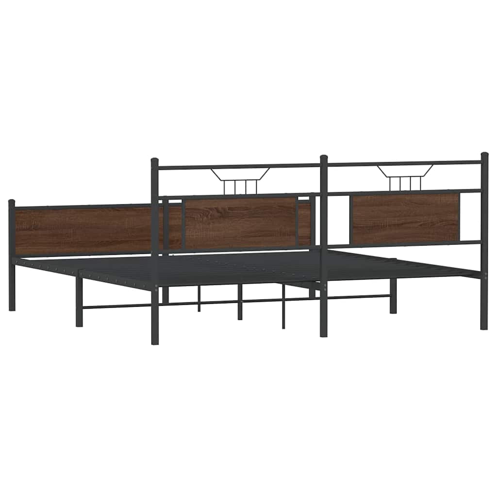 vidaXL Metal Bed Frame without Mattress Brown Oak 183x213 cm