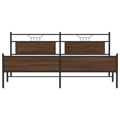vidaXL Metal Bed Frame without Mattress Brown Oak 193x201 cm