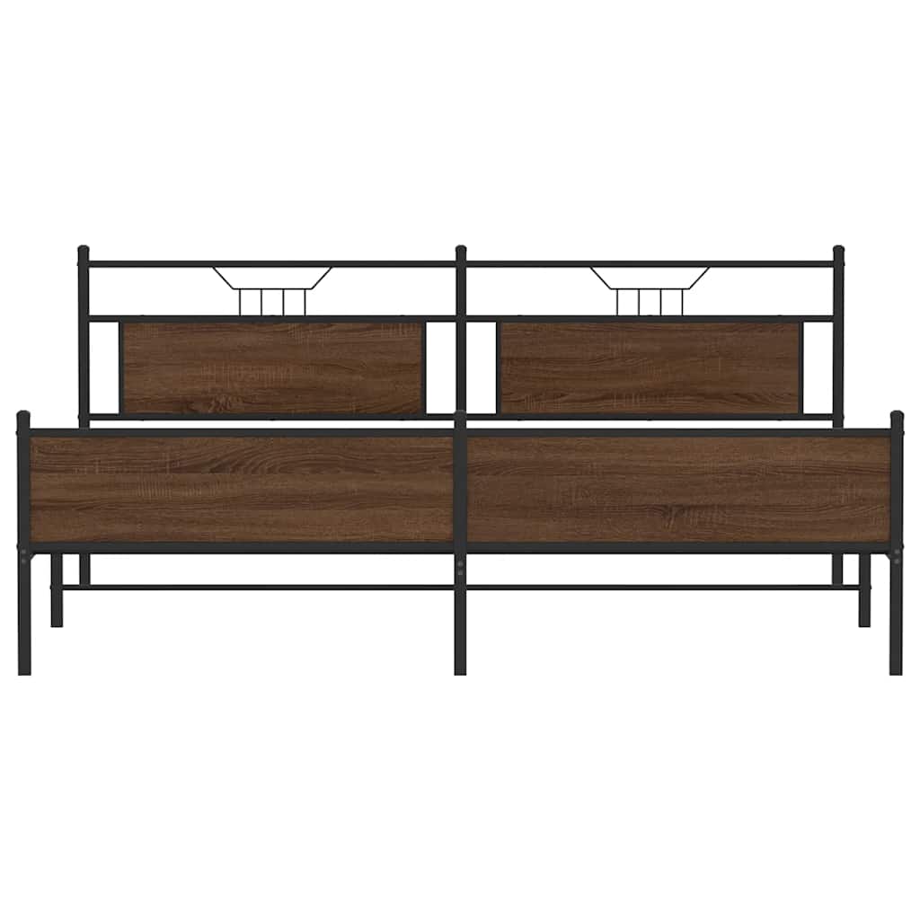 vidaXL Metal Bed Frame without Mattress Brown Oak 200x200 cm