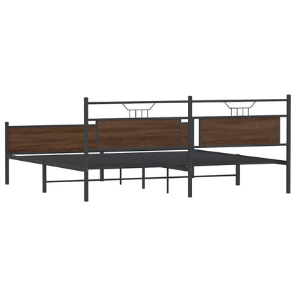 vidaXL Metal Bed Frame without Mattress Brown Oak 200x200 cm