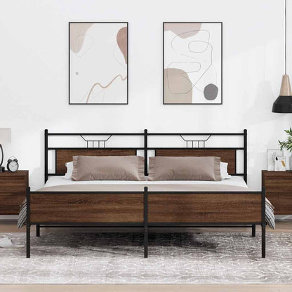 vidaXL Metal Bed Frame without Mattress Brown Oak 200x200 cm