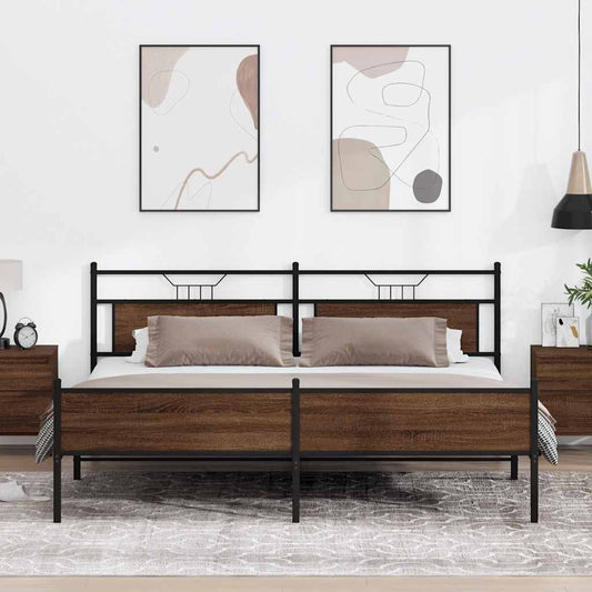 vidaXL Metal Bed Frame without Mattress Brown Oak 200x200 cm