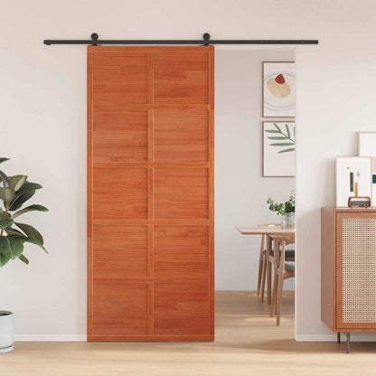 vidaXL Barn Door Wax brown 90 x 208 cm Solid Pine Wood