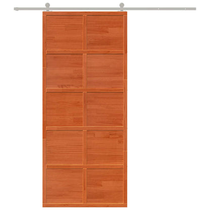 vidaXL Barn Door Wax brown 90 x 208 cm Solid Pine Wood