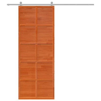 vidaXL Barn Door Wax brown 80 x 208 cm Solid Pine Wood