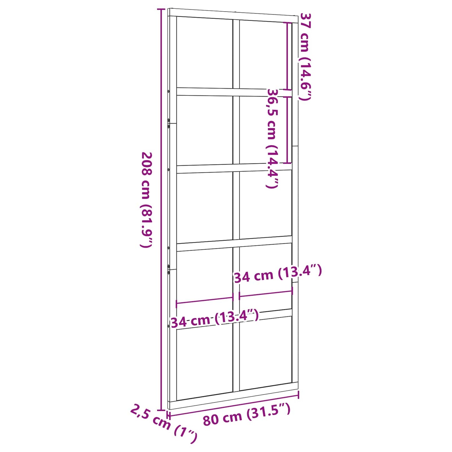 vidaXL Barn Door Wax brown 80 x 208 cm Solid Pine Wood