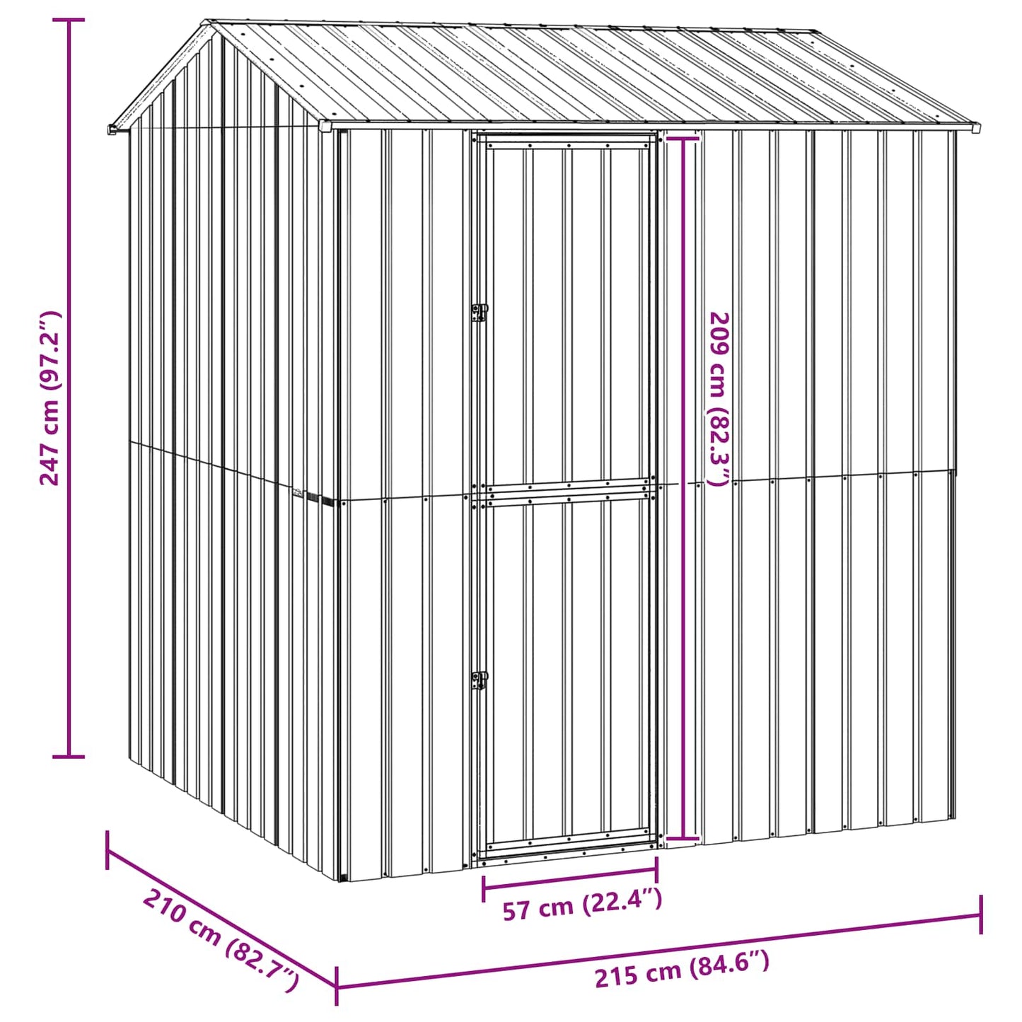 vidaXL Bird Cage Anthracite 215 x 210 x 247 cm Galvanised Steel