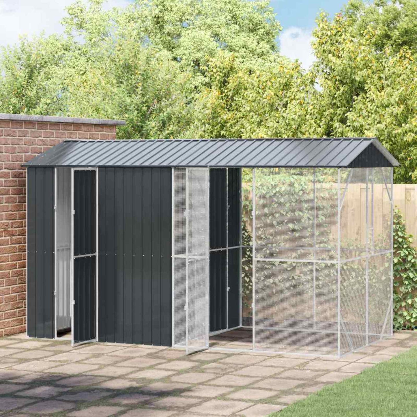 vidaXL Bird Cage Anthracite 430 x 208 x 247 cm Galvanised Steel