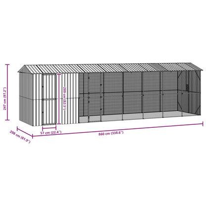 vidaXL Bird Cage Anthracite 860 x 208 x 247 cm Galvanised Steel