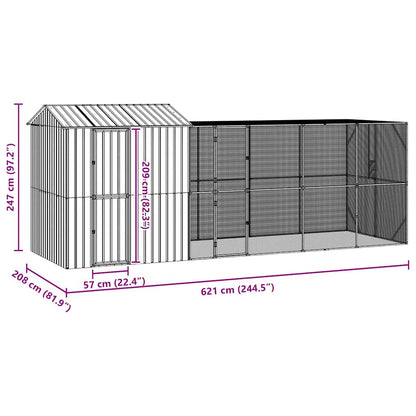 vidaXL Bird Cage Anthracite 621 x 208 x 247 cm Galvanised Steel