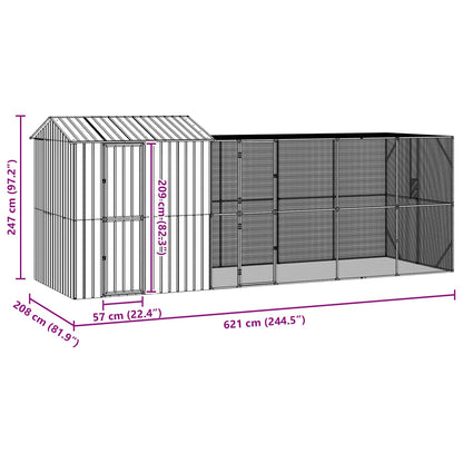 vidaXL Bird Cage Anthracite 621 x 208 x 247 cm Galvanised Steel
