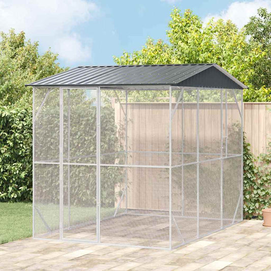 vidaXL Bird Cage Anthracite 227 x 310 x 247 cm Galvanised Steel