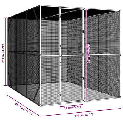 vidaXL Bird Cage Anthracite 210 x 304 x 213 cm Galvanised Steel