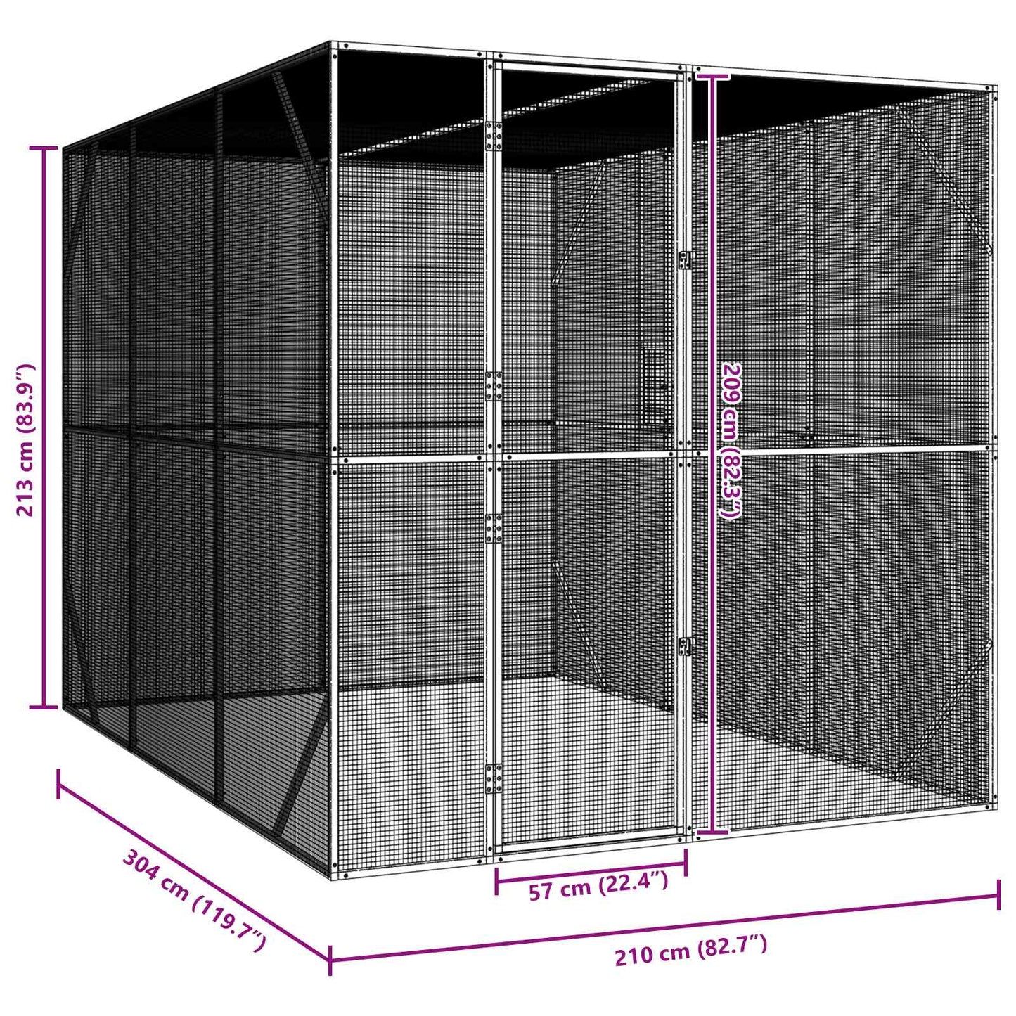 vidaXL Bird Cage Anthracite 210 x 304 x 213 cm Galvanised Steel