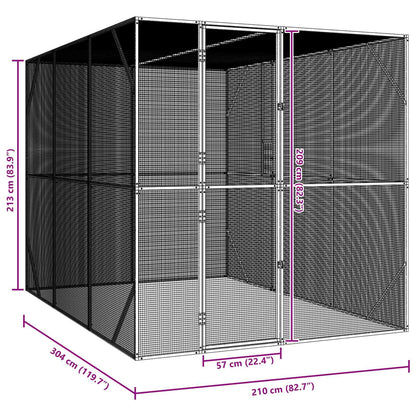 vidaXL Bird Cage Anthracite 210 x 304 x 213 cm Galvanised Steel