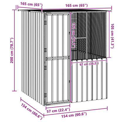 vidaXL Bird Cage Anthracite 165 x 165 x 200 cm Galvanised Steel