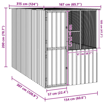 vidaXL Bird Cage Anthracite 165 x 318 x 200 cm Galvanised Steel