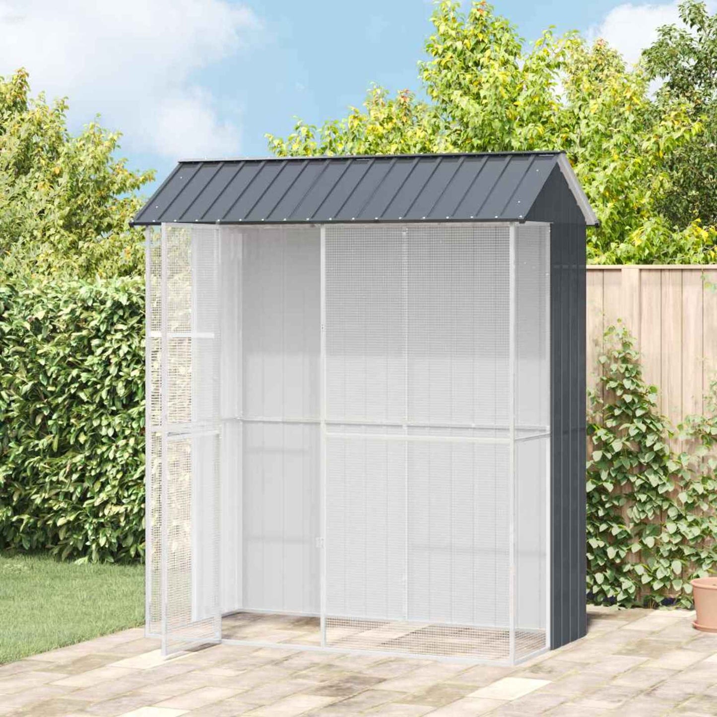 vidaXL Bird Cage Anthracite 215 x 110 x 247 cm Galvanised Steel
