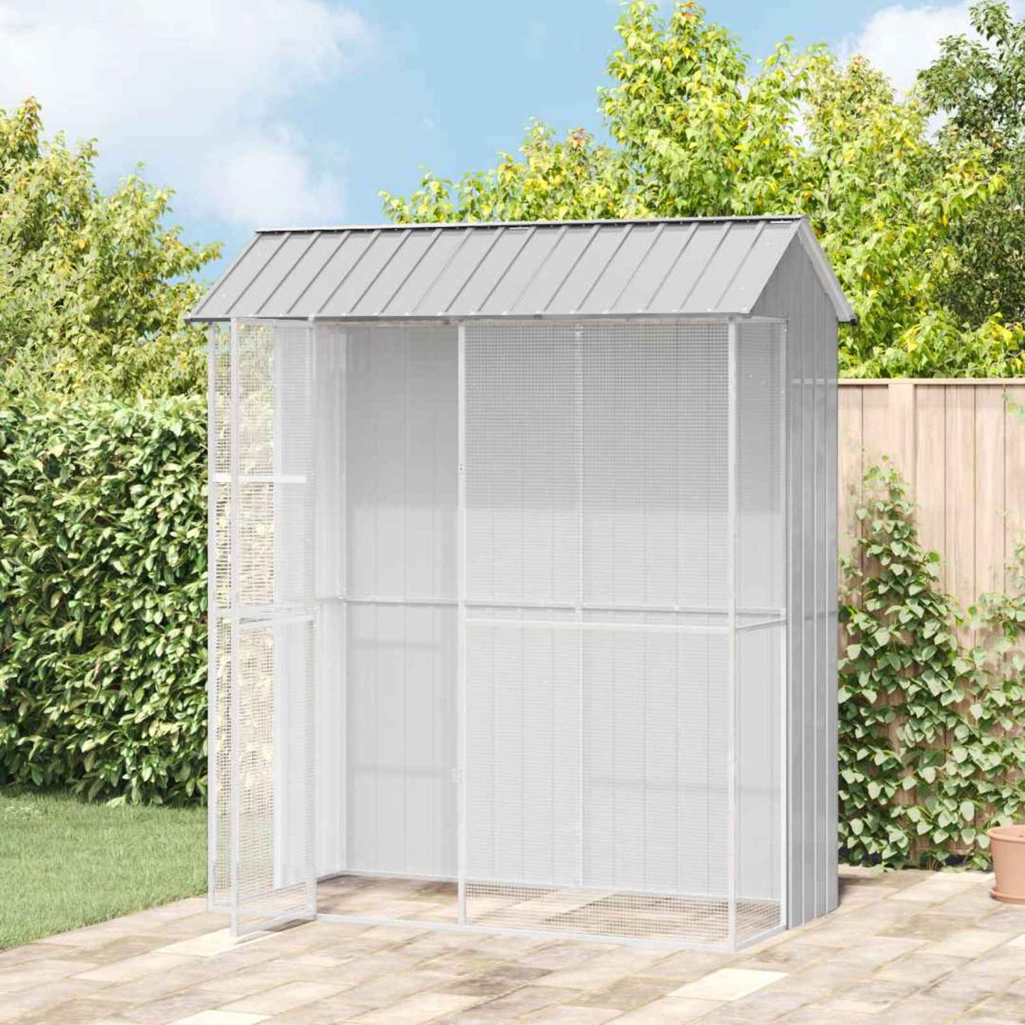 vidaXL Bird Cage with Storage Grey 215 x 110 x 247 cm Galvanised Steel