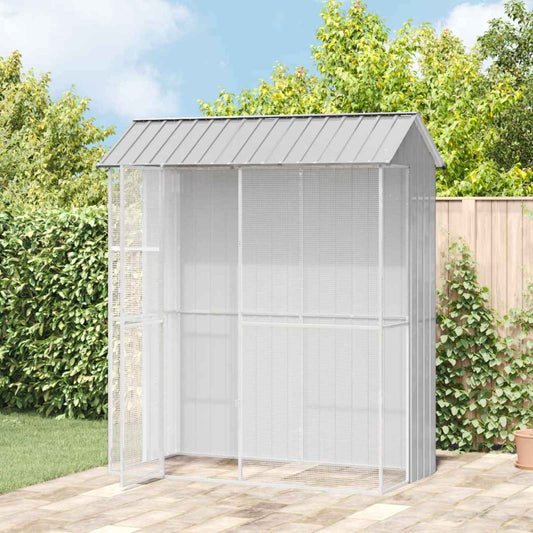 vidaXL Bird Cage with Storage Grey 215 x 110 x 247 cm Galvanised Steel