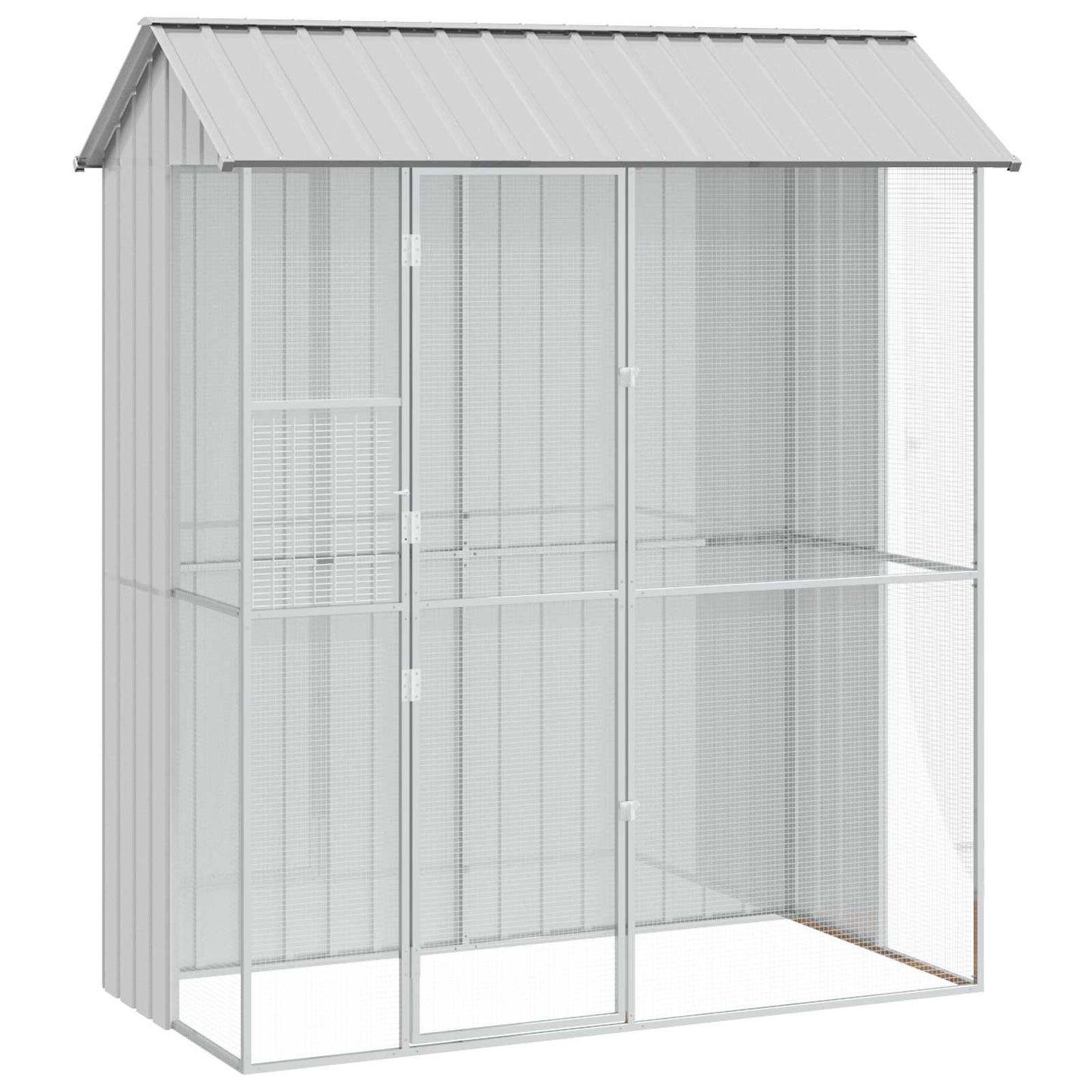 vidaXL Bird Cage with Storage Grey 215 x 110 x 247 cm Galvanised Steel