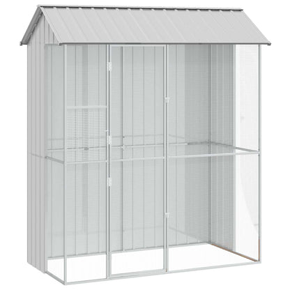 vidaXL Bird Cage with Storage Grey 215 x 110 x 247 cm Galvanised Steel