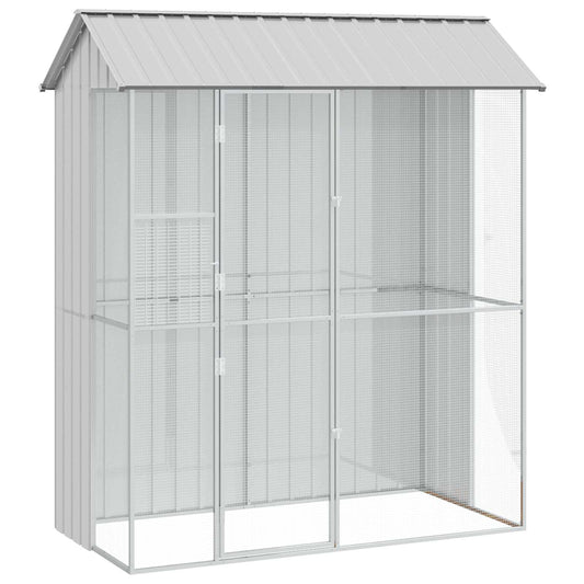 vidaXL Bird Cage with Storage Grey 215 x 110 x 247 cm Galvanised Steel