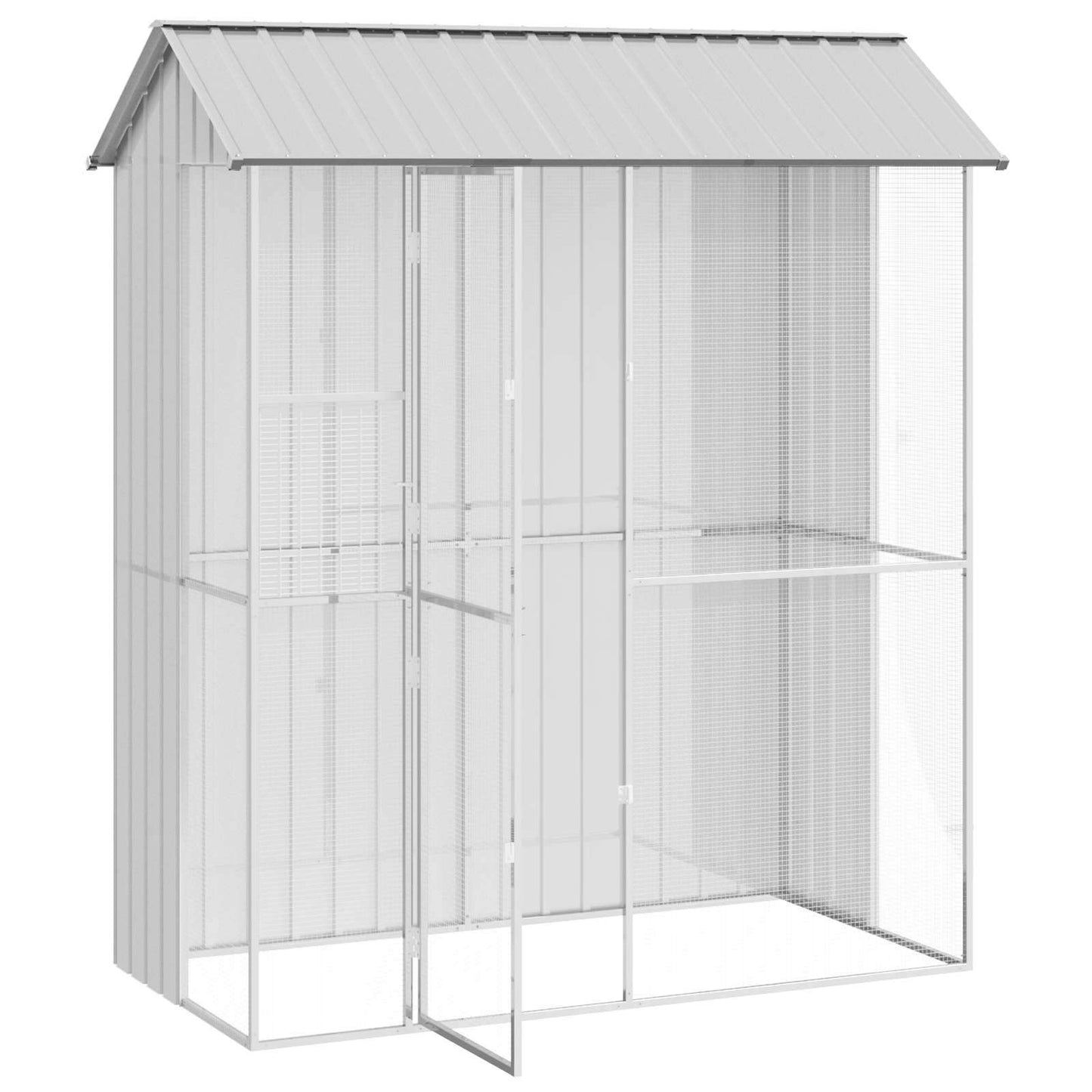 vidaXL Bird Cage with Storage Grey 215 x 110 x 247 cm Galvanised Steel